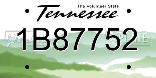 1B87752 Tennessee License Plate