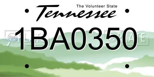 1BA0350 Tennessee License Plate