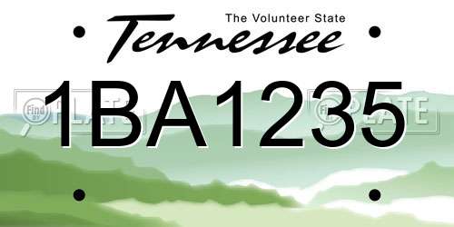 1BA1235 Tennessee License Plate