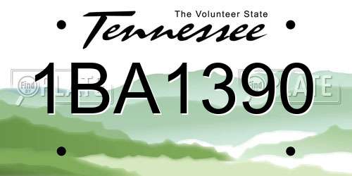 1BA1390 Tennessee License Plate