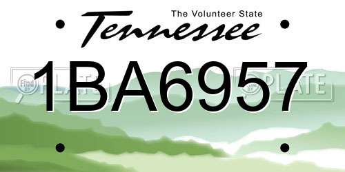 1BA6957 Tennessee License Plate