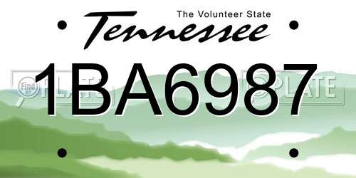 1BA6987 Tennessee License Plate
