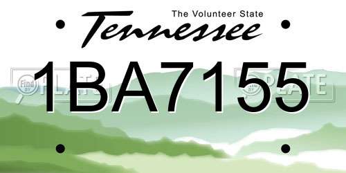 1BA7155 Tennessee License Plate