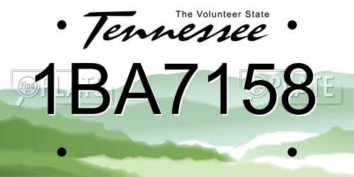 1BA7158 Tennessee License Plate