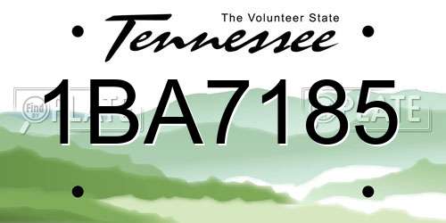 1BA7185 Tennessee License Plate