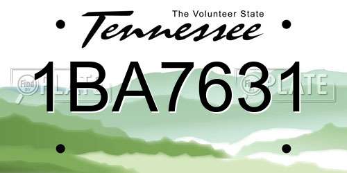 1BA7631 Tennessee License Plate