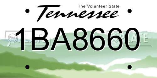 1BA8660 Tennessee License Plate
