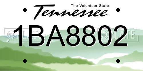 1BA8802 Tennessee License Plate