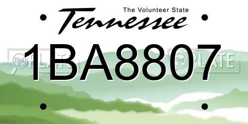 1BA8807 Tennessee License Plate