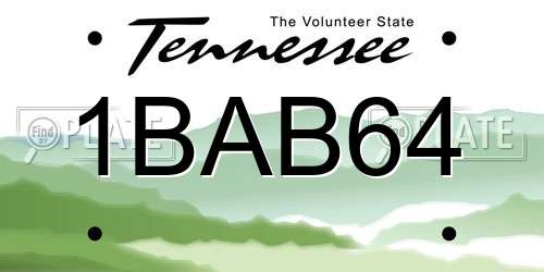 1BAB64 Tennessee License Plate