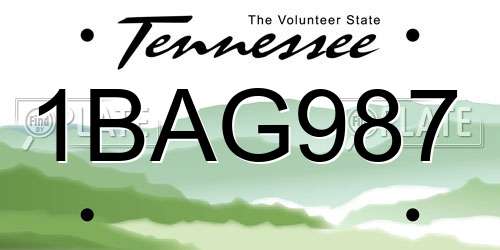 1BAG987 Tennessee License Plate
