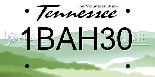 1BAH30 Tennessee License Plate