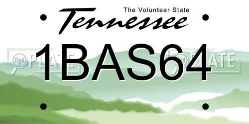 1BAS64 Tennessee License Plate