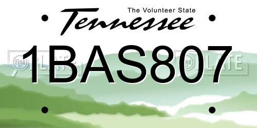 1BAS807 Tennessee License Plate
