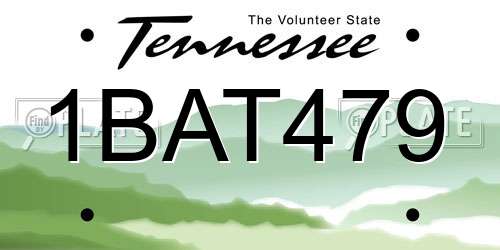 1BAT479 Tennessee License Plate