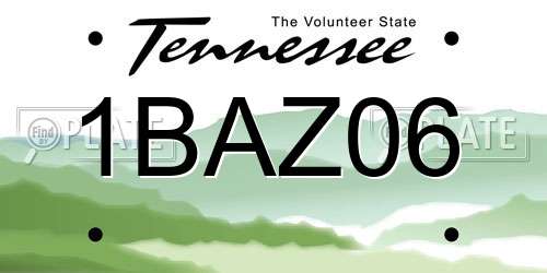 1BAZ06 Tennessee License Plate