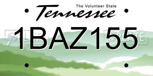 1BAZ155 Tennessee License Plate