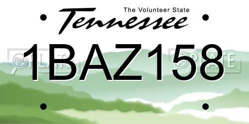 1BAZ158 Tennessee License Plate