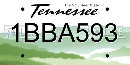 1BBA593 Tennessee License Plate
