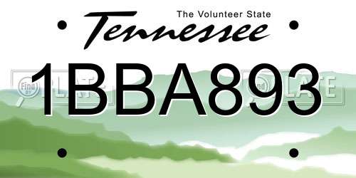 1BBA893 Tennessee License Plate
