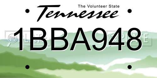 1BBA948 Tennessee License Plate