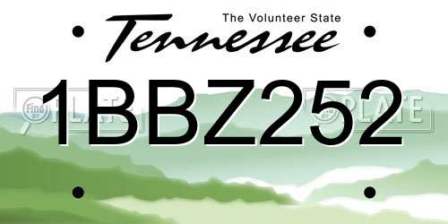 1BBZ252 Tennessee License Plate