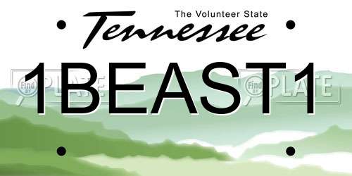 1BEAST1 Tennessee License Plate