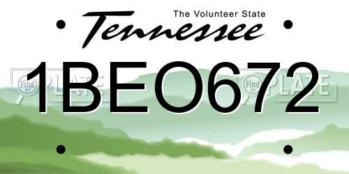 1BEO672 Tennessee License Plate