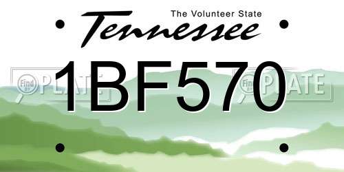 1BF570 Tennessee License Plate
