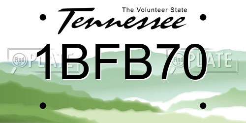 1BFB70 Tennessee License Plate