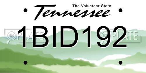 1BID192 Tennessee License Plate