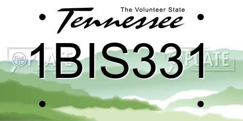 1BIS331 Tennessee License Plate