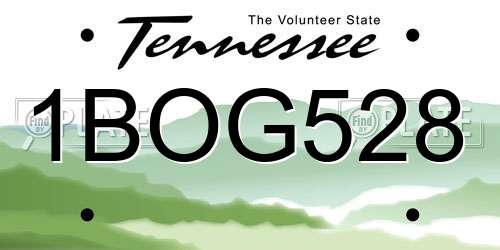 1BOG528 Tennessee License Plate