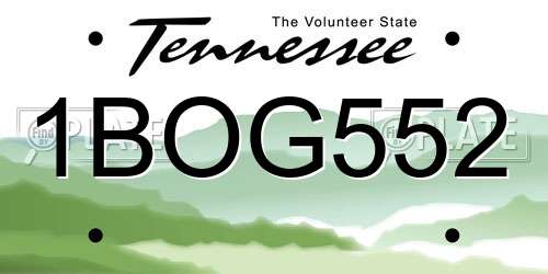 1BOG552 Tennessee License Plate
