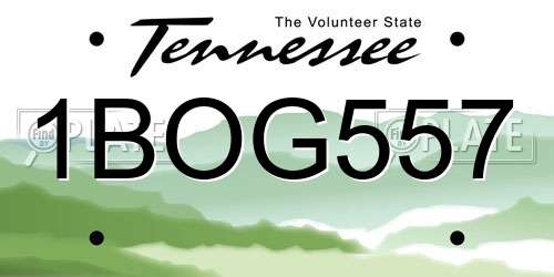 1BOG557 Tennessee License Plate