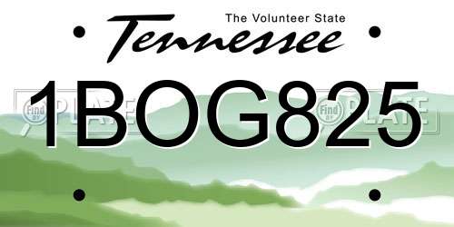 1BOG825 Tennessee License Plate