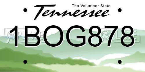 1BOG878 Tennessee License Plate