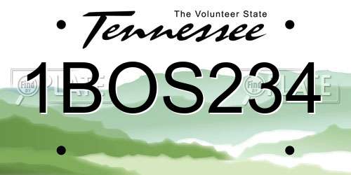 1BOS234 Tennessee License Plate