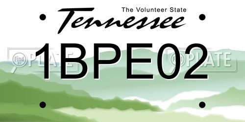 1BPE02 Tennessee License Plate
