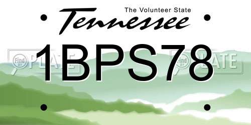 1BPS78 Tennessee License Plate