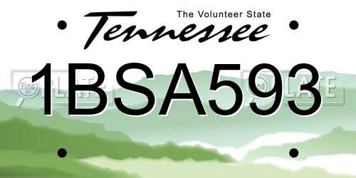 1BSA593 Tennessee License Plate