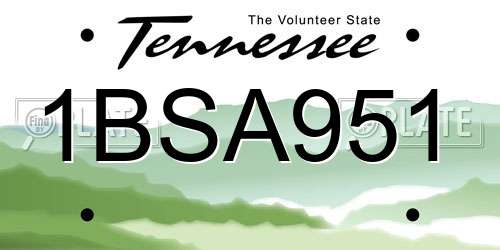 1BSA951 Tennessee License Plate