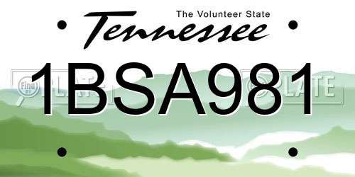 1BSA981 Tennessee License Plate