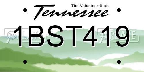 1BST419 Tennessee License Plate