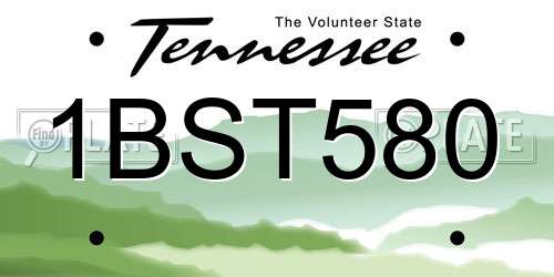 1BST580 Tennessee License Plate