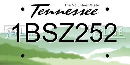 1BSZ252 Tennessee License Plate