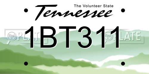 1BT311 Tennessee License Plate