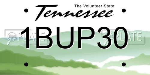 1BUP30 Tennessee License Plate