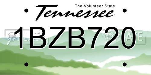 1BZB720 Tennessee License Plate