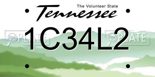 1C34L2 Tennessee License Plate